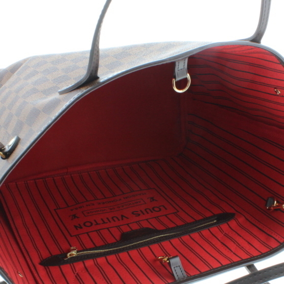 Louis Vuitton Neverfull MM Pouch Red Damier Tote Bag - Picture 4 of 6